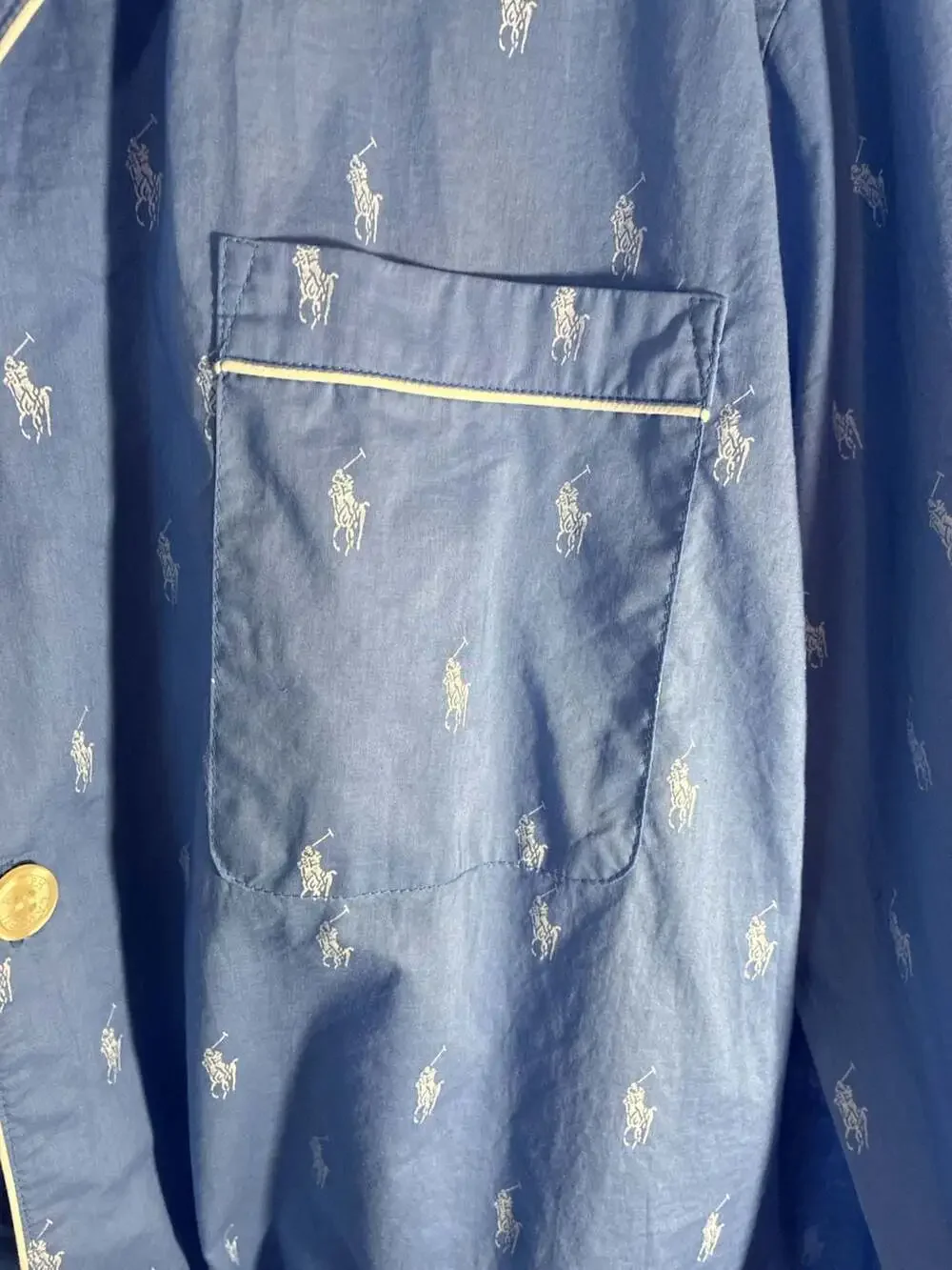 Polo Ralph Lauren Women's Long Sleeve Pajama Dress with All Over Polo Player Pri